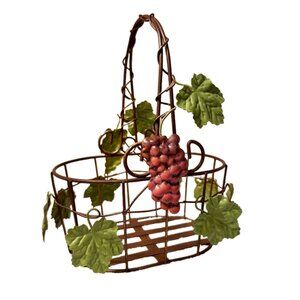 Vintage Green Leaves and Grapes Wire Basket s Wire Basket